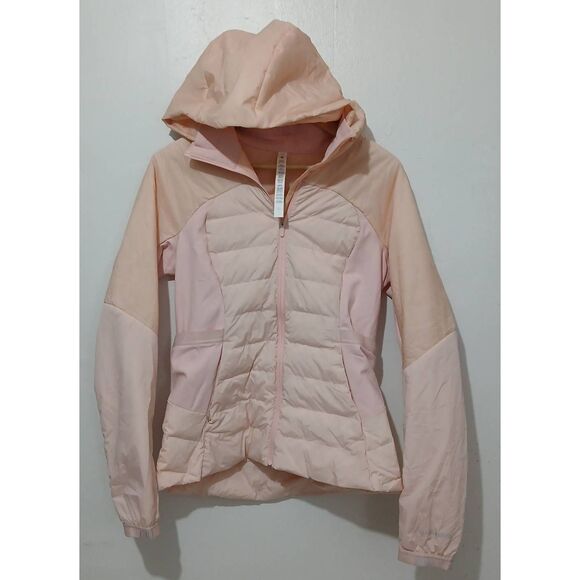 Lululemon women Sz 10 down for it all white goose down lightweight jacket peach - Picture 1 of 9